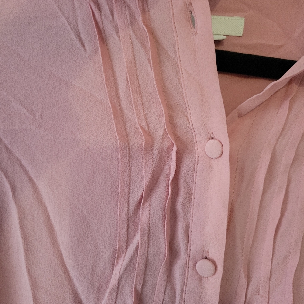 Boden Pleated Bohemian Blush Petal Pink Button-Up Blouse Top. Size M Nwot - Picture 8 of 9